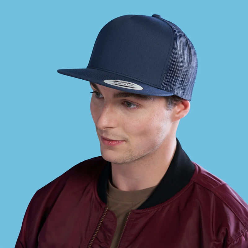 5 Panel Flat Peak Snap Back Trucker Cap Vignette