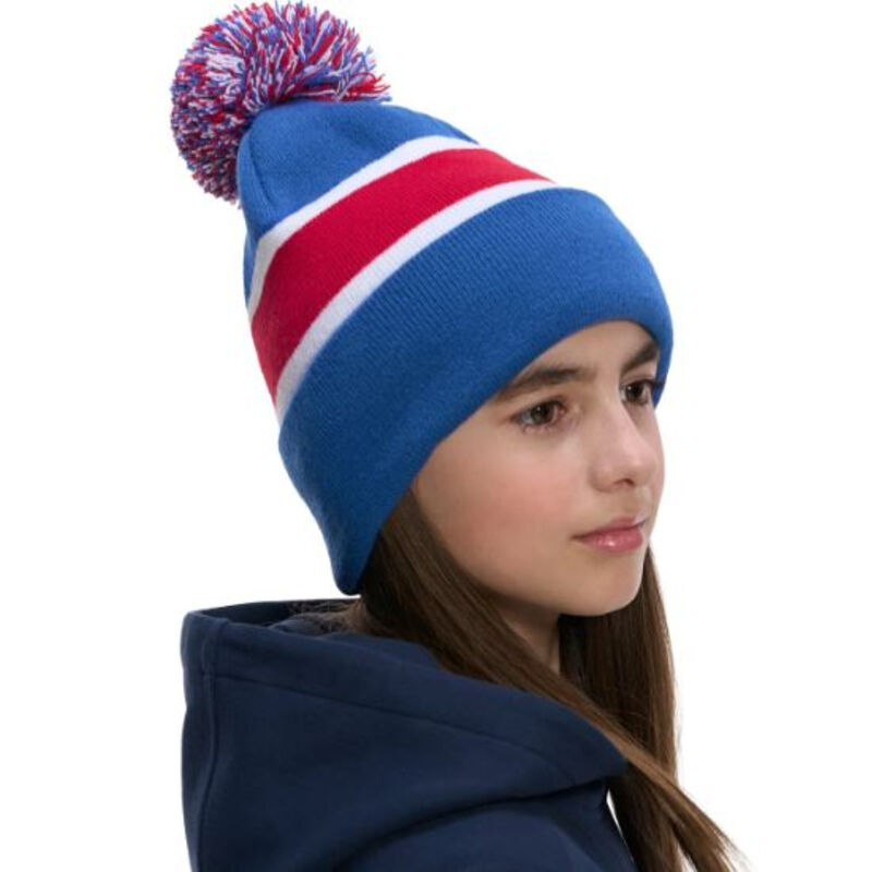 Striped Knit Cuff Toque with Pom-Pom Vignette