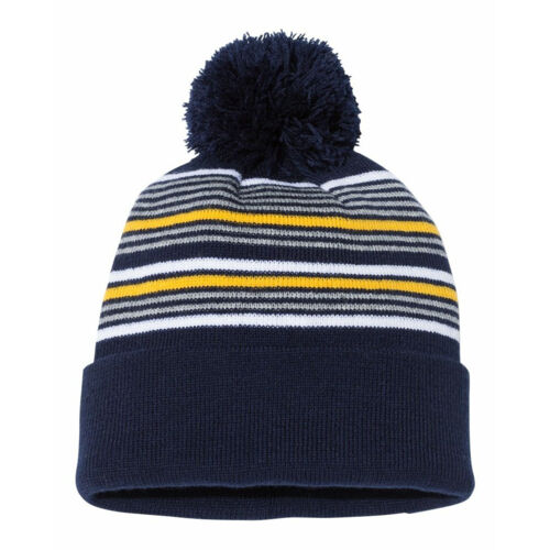 12" Striped Pom-Pom Cuffed Beanie Vignette